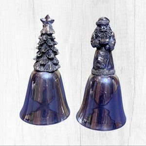 2 Pewter Christmas bells: Tree and Santa Claus